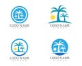 Wave beach holidays logo design template