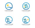 Wave beach holidays logo design template