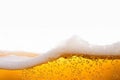 Wave of beer with froth alcoholic beverage isolated on white