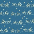 Wave and birds, Japanese traditional pattern