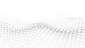 Wave in black and white. Big data visualization. Abstract background with interlacing dots. 3D rendering