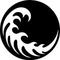 Wave - black and white isolated icon - vector illustration Royalty Free Stock Photo
