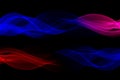 Wave of the blue red lines. Abstract wavy stripes on a black background isolated. Creative line art. Design elements Royalty Free Stock Photo
