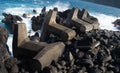 Wave Breakers Against Hawaiian Ocean