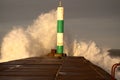 Wave breaking against lighthouse D