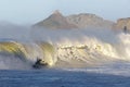 Wave breaking in Bakio near gaztelugatxe Royalty Free Stock Photo