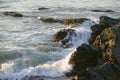 Wave breaks at the Cliff Walk, Cliffside Mansions of Newport Rhode Island