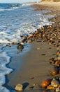 The wave breaks on the rocks, waves on the Baltic sea