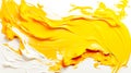 Wave of bright yellow oil brush hand drawn stroke on white background Royalty Free Stock Photo