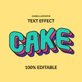 Wave cake fun comic round pop colorful editable adobe illustrator font effect for kids