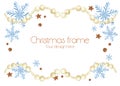 Christmas beads frame snowflakes stars watercolor vector on white background Royalty Free Stock Photo