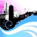 Wave city vector Royalty Free Stock Photo