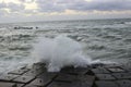 Wave collides with sea rocks/Flow of the sea wave