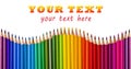 Wave of color pencils with text area Royalty Free Stock Photo