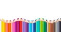 Wave of Colorful Pencils Isolated Royalty Free Stock Photo