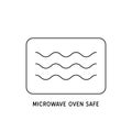 Wave Cooking logo. Microwave oven safe vector outline icon