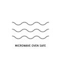 Wave Cooking logo. Microwave oven safe vector outline icon