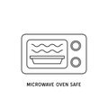 Wave Cooking logo. Microwave oven safe vector outline icon