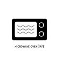 Wave Cooking logo. Microwave oven safe vector outline icon