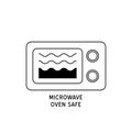 Wave Cooking logo. Microwave oven safe vector outline icon