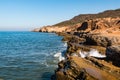 Wave Crashes on Eroded Cliffs at Point Loma Tidepools Royalty Free Stock Photo