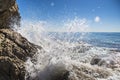 Wave crashing against rock Royalty Free Stock Photo