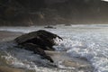 A wave crashing a rock Royalty Free Stock Photo