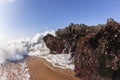 Wave Crashing Rocks Beach Royalty Free Stock Photo