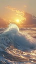 Wave cresting at sunset Royalty Free Stock Photo