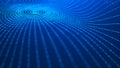 Wave 3d. 3D blue glowing abstract background. Abstract background with a dynamic wave. Big data visualization. 3d rendering