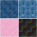 Wave diagonal line style set seamless pattern