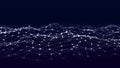 A wave of dots and lines of network connection. Technological background. 3D rendering Royalty Free Stock Photo