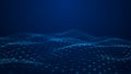 A wave of dots and lines of network connection. Technological background. 3D rendering Royalty Free Stock Photo