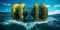 wave energy converter harnessing the power of ocean waves to generate renewable electricity. Generative Ai