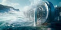 wave energy converter harnessing the power of ocean waves to generate renewable electricity. Generative Ai