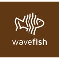 Wave fish logo line art vector element. fish logo template