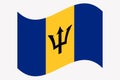 Wave Flag of Barbados Vector illustration Royalty Free Stock Photo