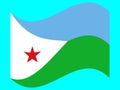 Wave Flag of Djibouti Vector