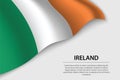 Wave flag of Ireland on white background. Banner or ribbon vecto