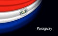 Wave flag of Paraguay on dark background