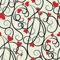 Wave floral heart seamless background