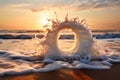 wave foam on a beach momentarily creating the letter c Royalty Free Stock Photo