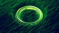 Wave function and green glow ring 3D render illustration