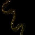 Wave with golden shimmery particles on a black background. Festive design element. eps 10