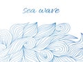 wave hand-drawn pattern, sea waves background