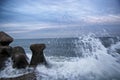 Sea wave hitting to shore