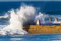 Wave Hitting Beach Tidal Pool