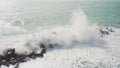 Wave hitting a waterblock in Italy - Riomaggiore