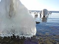 Wave ice melting in afternoon Fingerlakes sunshine