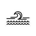 Black line icon for Wave, ripple and backwash